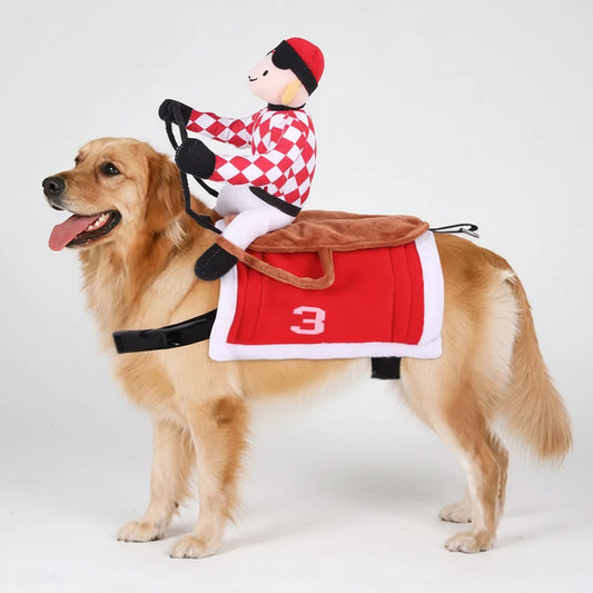 Pet Dog Santa Claus Riding Costume Pet Clothing Flannel Saddle-shaped Pet Cats Dogs Clothes